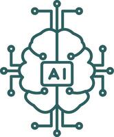 icono de gradiente de línea de inteligencia artificial vector