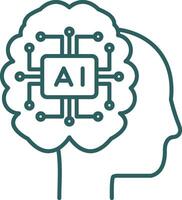 icono de gradiente de línea de inteligencia artificial vector