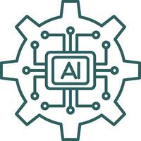 icono de gradiente de línea de inteligencia artificial vector