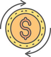 Dollar Line Filled Light Icon vector