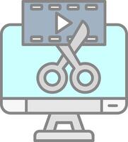 vídeo editor línea lleno ligero icono vector