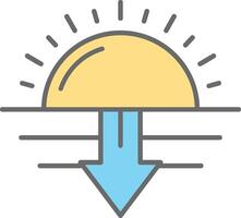 Sunset Line Filled Light Icon vector
