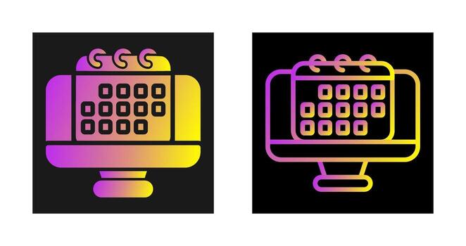 Desktop computer with cale Vector Icon