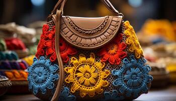 AI generated Fashion bag with intricate craft decoration, perfect souvenir generated by AI photo