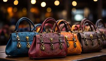 AI generated Fashionable women shopping for luxury bags in a store generated by AI photo