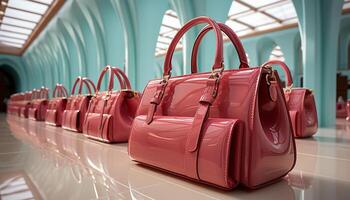 AI generated Fashionable boutique with elegant leather luggage collection generated by AI photo