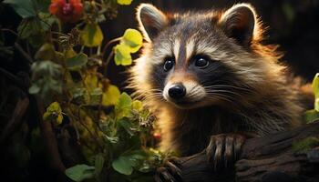 ai generado linda pequeño mamífero sentado en naturaleza, mirando generado por ai foto