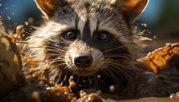 AI generated Cute mammal looking at camera in nature generated by AI photo