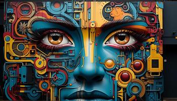 AI generated Abstract men create vibrant, futuristic machinery with imagination generated by AI photo