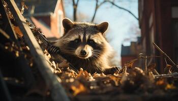 AI generated Cute small mammal sitting on a tree branch generated by AI photo