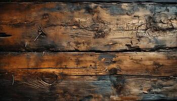 AI generated Old weathered wood plank with rustic striped pattern generated by AI photo