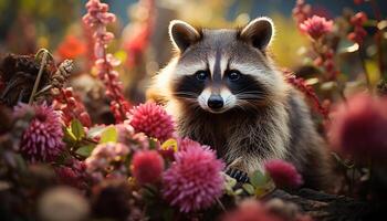 ai generado linda pequeño mamífero sentado en verde césped generado por ai foto