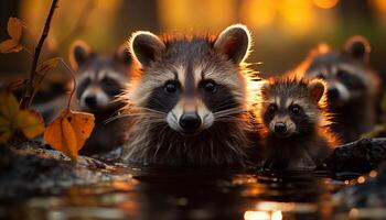 ai generado linda mamífero mirando a cámara en el bosque generado por ai foto