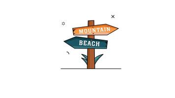 adventure sign road animation video motion graphic video template, beach or mountain