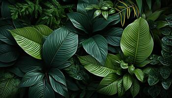 AI generated Freshness of green plants in tropical rainforest generated by AI photo