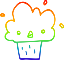 cupcake de desenho de desenho de linha de gradiente de arco-íris png