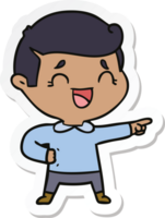 sticker of a cartoon laughing man pointing png