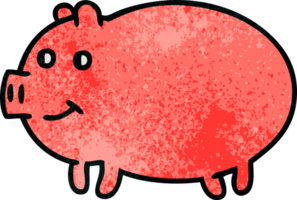 retro grunge texture cartoon pig png