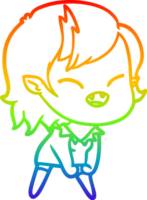 desenho de linha de gradiente de arco-íris desenho animado rindo garota vampira png