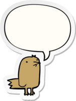 cartoon vogel en tekstballon sticker png