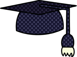 comic book style cartoon graduation hat png