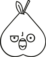 line drawing cartoon green pear png