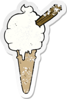 distressed sticker of a cartoon ice cream png