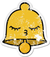 autocollant en détresse d'une jolie cloche de dessin animé png