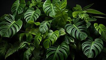 AI generated Fresh green leaves create a vibrant nature pattern generated by AI photo