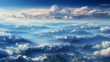 AI generated Mountain peak in the sky, nature beauty generated by AI photo