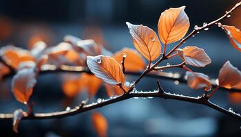 AI generated Vibrant autumn tree branch displays nature colorful beauty generated by AI photo