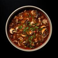 AI generated Turtle soup closeup isolated on white background photo