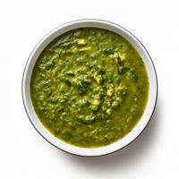 AI generated Palak soup closeup photo