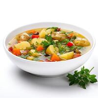 AI generated vegetables soup closeup photo