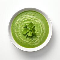 AI generated Watercress soup closeup photo
