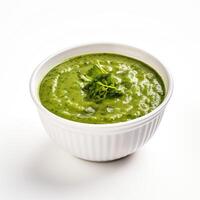 AI generated Watercress soup closeup photo