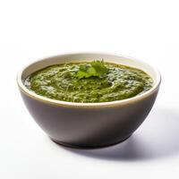 AI generated Palak soup closeup photo