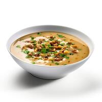 AI generated Turtle soup closeup isolated on white background photo