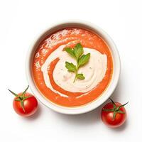 AI generated tomato soup closeup photo