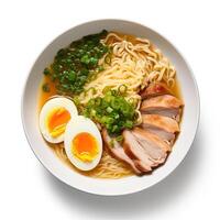 ai generado ramen sopa de cerca foto