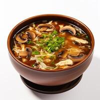 AI generated Hot and sour soup closeup photo