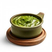 AI generated Palak soup closeup photo