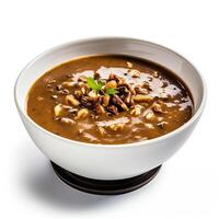 AI generated Turtle soup closeup isolated on white background photo