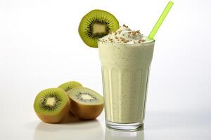 AI generated Kiwi milkshake isolated on white background photo