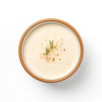 AI generated bisque soup closeup isolated on white background photo