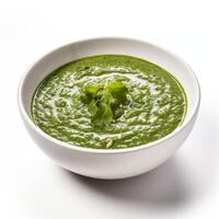 AI generated Palak soup closeup photo