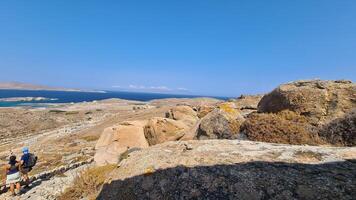 delos isla, un joya en el Egeo mar, sostiene Rico mitológico y arqueológico significado foto