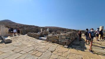 delos isla, un joya en el Egeo mar, sostiene Rico mitológico y arqueológico significado foto