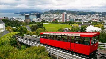 panorama de Wellington con cable auto, nuevo Zelanda foto