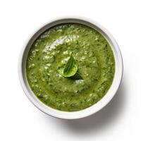 AI generated Palak soup closeup photo